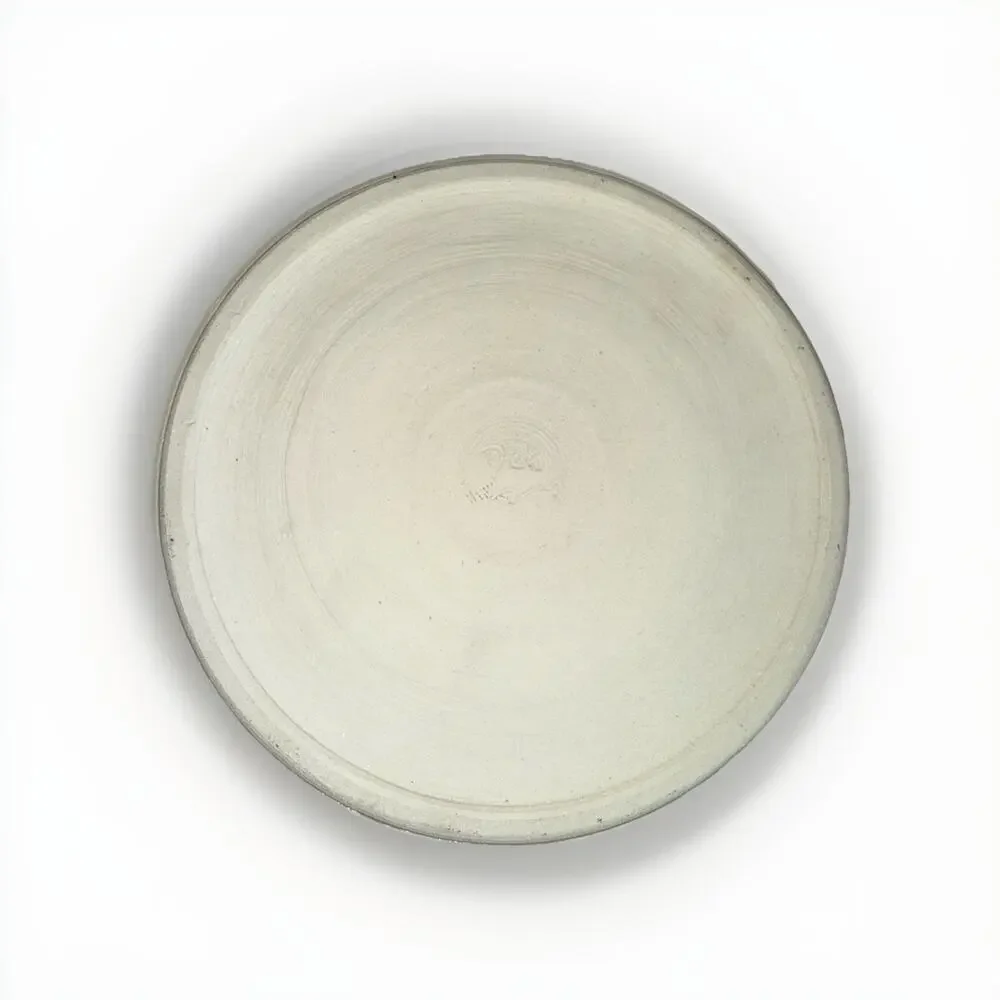 Studio Art Pottery Ceramic Turquoise Green Glazed Plate Impressed 9.5 Inches